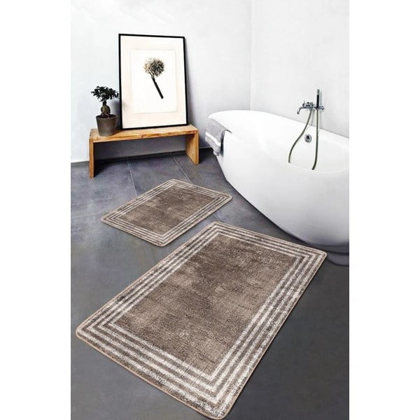 Covorașe de baie maro 2 buc. din catifea 60x100 cm – Mila Home-image-3