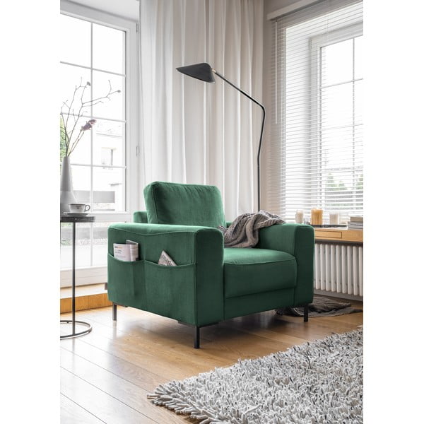 Fotoliu verde închis cu tapițerie din catifea reiată Lofty Lilly – Miuform-image-2