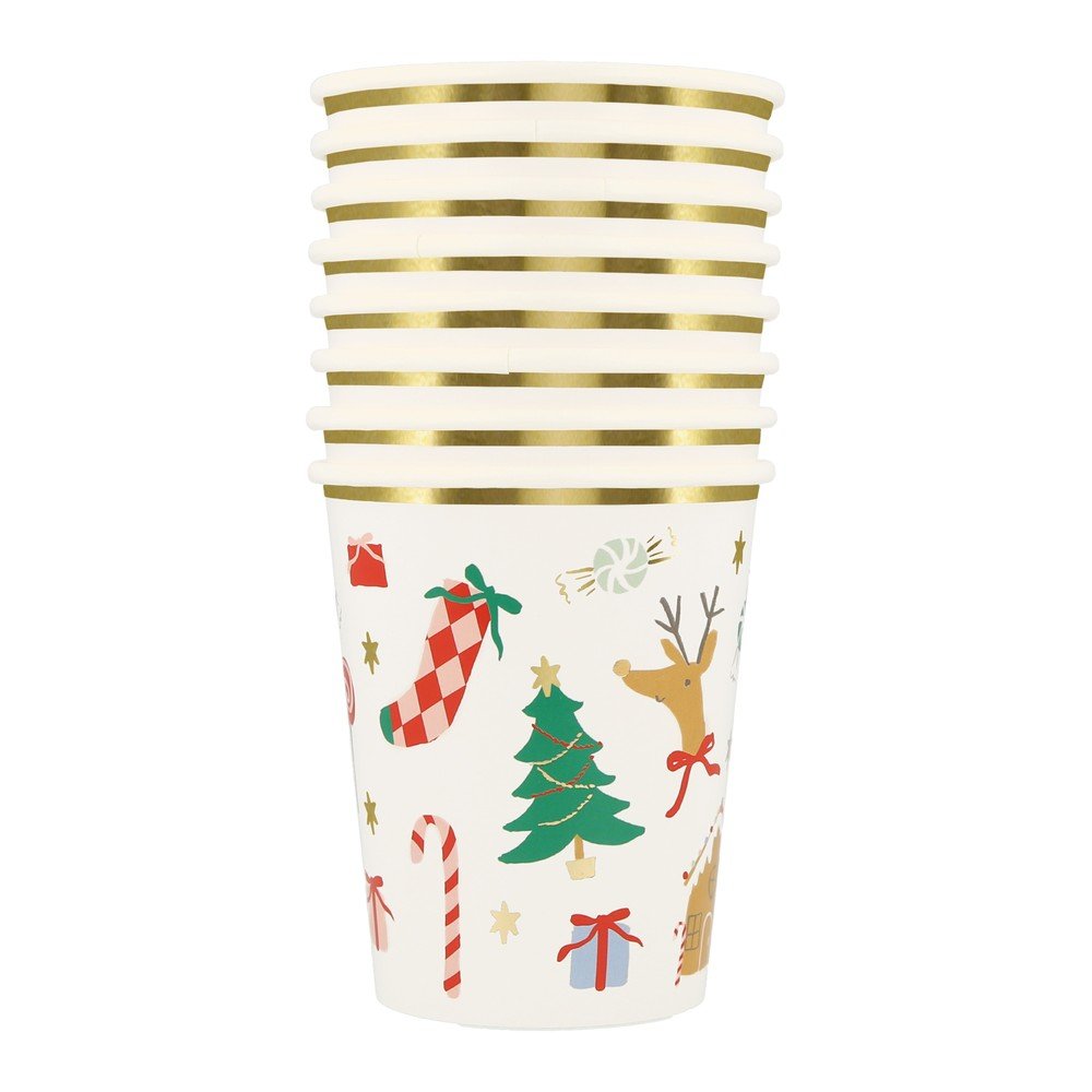 Pahare de unica folosinta 8 buc. din hartie Jolly Christmas – Meri Meri