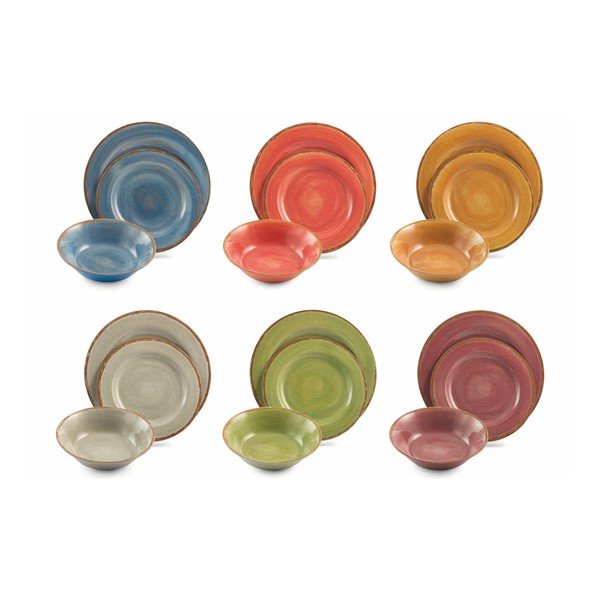 Set veselă Villa d'Este Lucia, 18 piese colorate