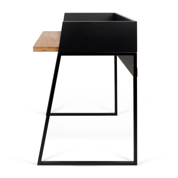 Birou TemaHome Volga, cu aspect de lemn de nuc - negru-image-3