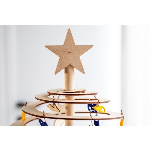 Steluță din lemn pentru brad de Crăciun Spira Large-image-1