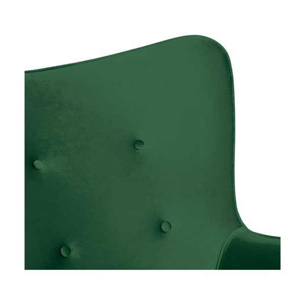 Fotoliu și taburet cu structură de culoare naturală Vivonita Cora Velvet, verde smarald-image-4