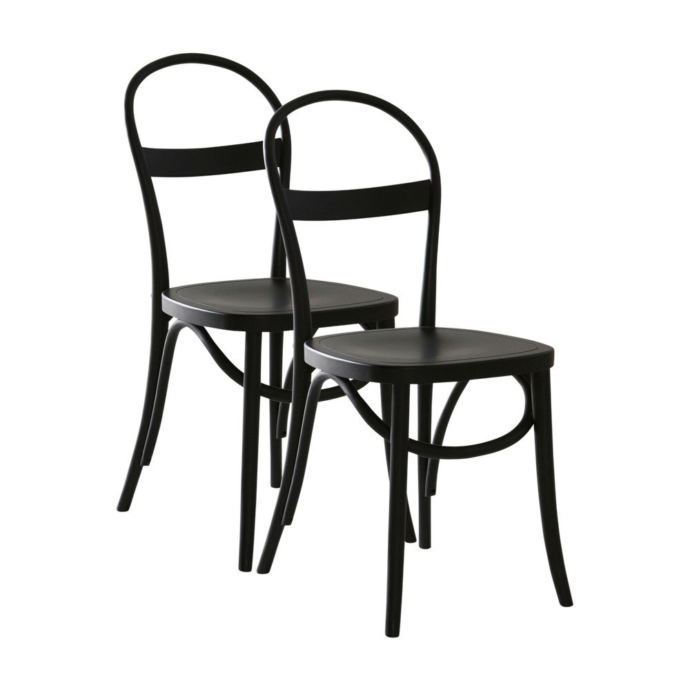 Scaune de dining negre 2 buc. din lemn de mesteacăn Rippats – Jotex