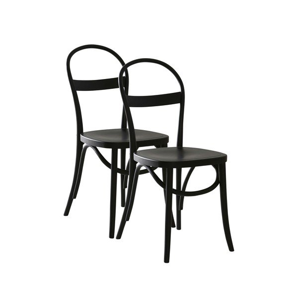 Scaune de dining negre 2 buc. din lemn de mesteacăn Rippats – Jotex