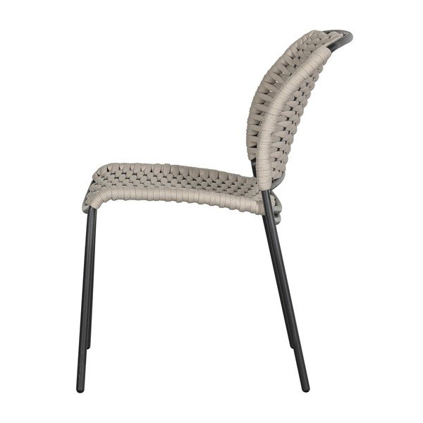 Scaune de grădină negre/bej 2 buc. din metal Taku – Exotan-image-3