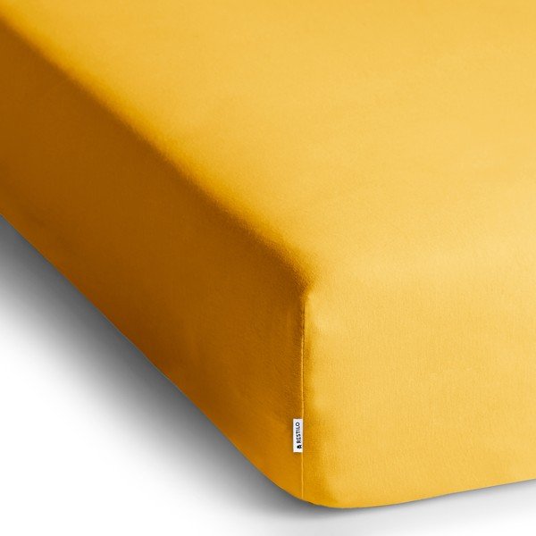 Cearceaf galben din jerseu cu elastic 180x200 cm Amber – Restilo-image-2