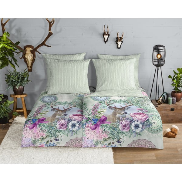 Lenjerie de pat verde din flanelă pentru pat de o persoană 140x200 cm Romini – HIP-image-1