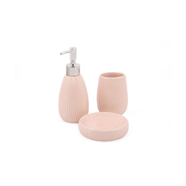 Set de accesorii de baie roz din ceramică Merlin – Mioli Decor