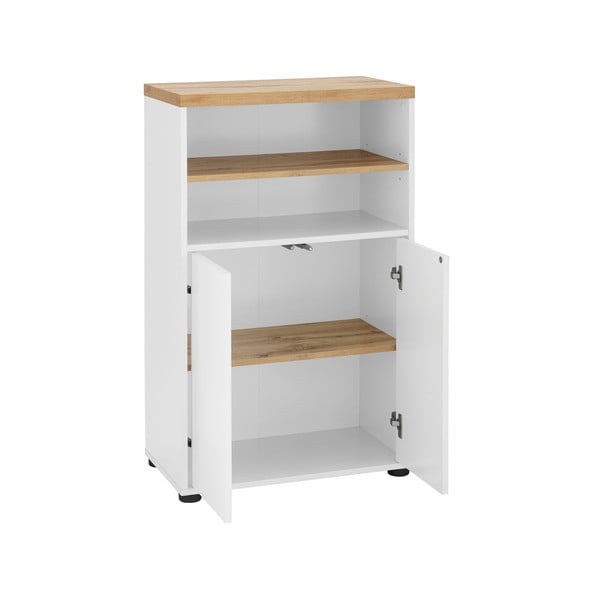 Dulap de baie alb înalt cu aspect de lemn de stejar 60x102 cm Thessa – Støraa-image-2