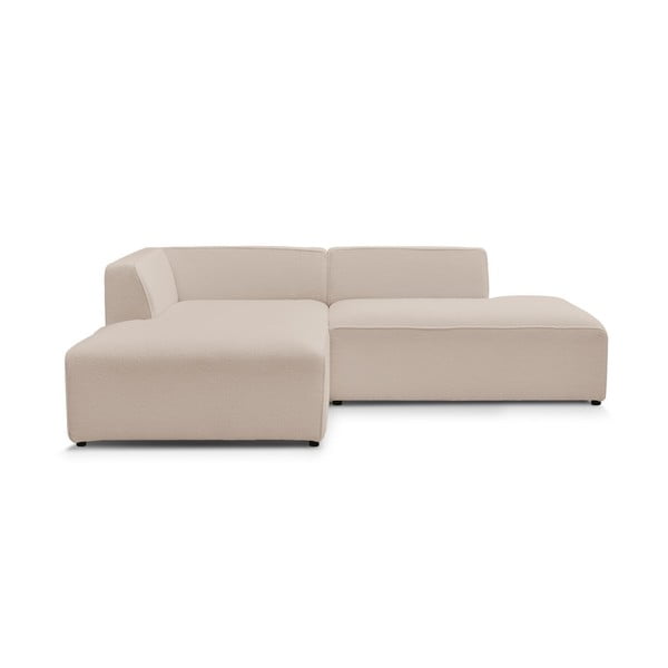 Colțar modular bej cu tapițerie din țesătură bouclé (cu colț pe partea stângă/în formă de ”L”) Megeve – Bobochic Paris