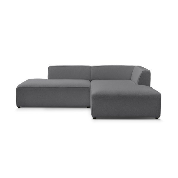 Colțar modular gri închis cu tapițerie din țesătură bouclé (cu colț pe partea dreaptă/în formă de ”L”) Megeve – Bobochic Paris