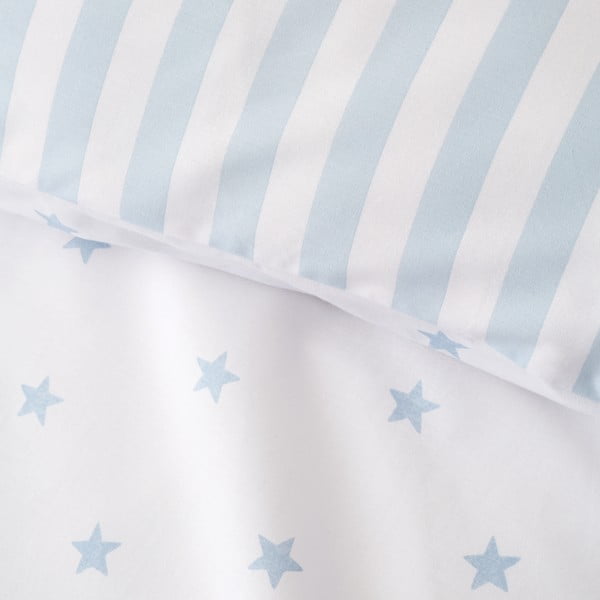 Lenjerie de pat pentru copii albă-albastră din bumbac pentru pat de o persoană 135x200 cm Mini Star & Stripes – Bianca-image-4