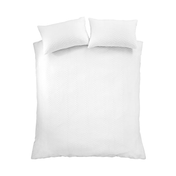 Lenjerie de pat albă din țesătură crep pentru pat dublu 200x200 cm Heatset Wave – Catherine Lansfield