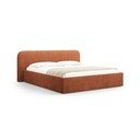 Pat matrimonial cărămiziu tapițat cu spațiu de depozitare cu somieră 180x200 cm Elizabeth – Micadoni 