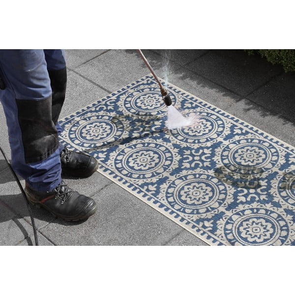Covor adecvat pentru exterior NORTHRUGS Jardin, 80 x 350 cm, albastru-crem-image-3