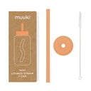 Pai de băut cu perie de curățare/cu capac inclus din silicon Tropical Papaya – Muuki