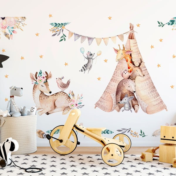 Autocolante de perete pentru camera copiilor Ambiance Rabbits Woodland-image-1