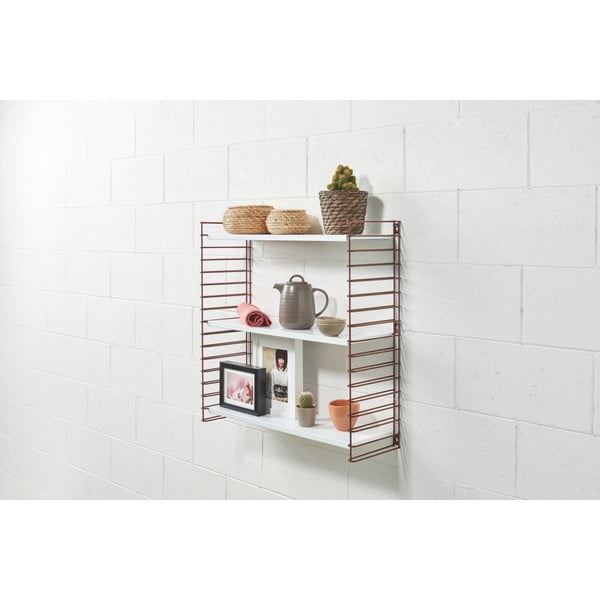 Etajeră cu 3 rafturi Metaltex Libro, bronz - alb, lățime 70 cm-image-1