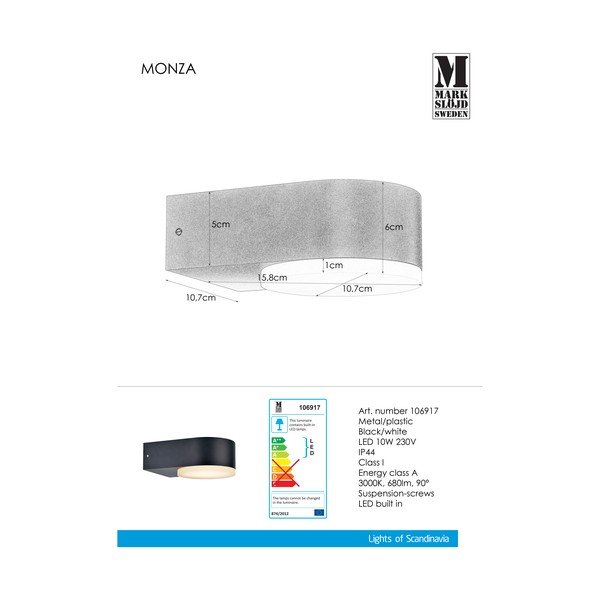 Aplică de perete Markslöjd Monza, negru-image-2