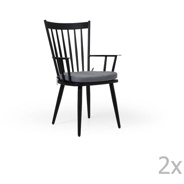 Set 2 scaune de grădină Brafab Alvena, negru