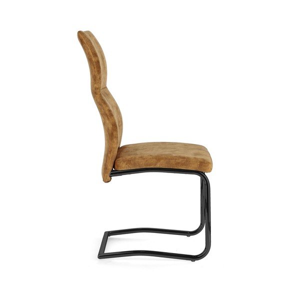 Scaun de dining galben muștar tapițat Thelma – Bizzotto-image-3