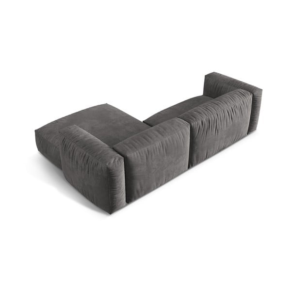 Colțar modular gri cu tapițerie din catifea (cu colț pe partea dreaptă/cu șezlong) Martina – Micadoni -image-3