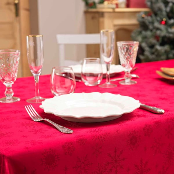 Față de masă din jacquard 140x300 cm  cu model de Crăciun Flocons – douceur d'intérieur-image-2