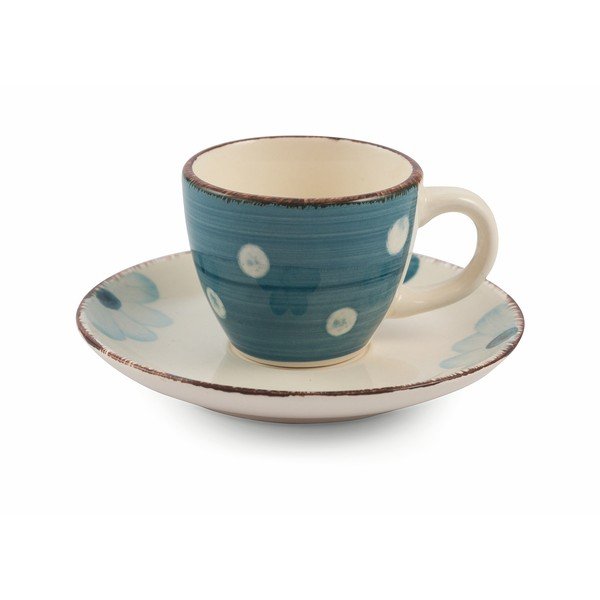 Set 6 cești din gresie pentru espresso cu farfurioară VDE Tivoli 1996 Tazone, multicolor-image-4