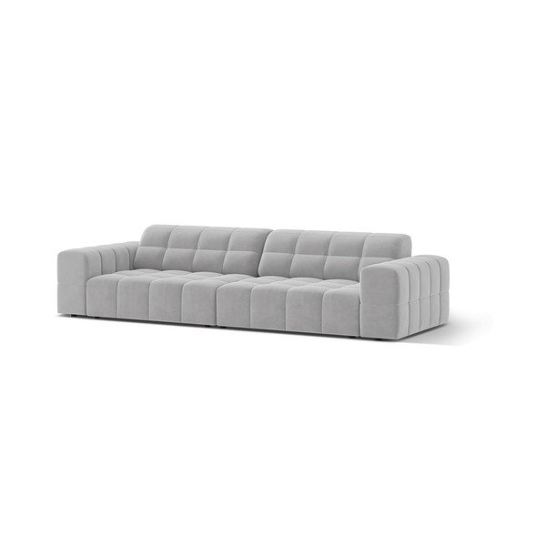 Canapea gri deschis cu tapițerie din catifea 252 cm Chicago – Cosmopolitan Design-image-1