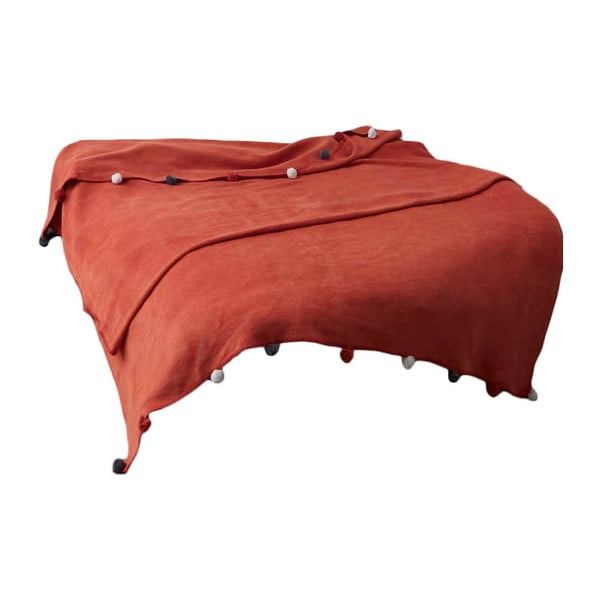 Cuvertură cărămizie din polar, fleece 200x220 cm Pom Pom – Mijolnir