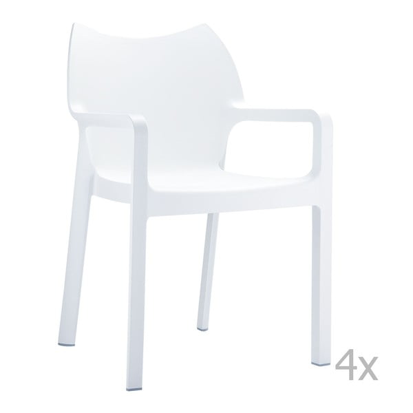 Set 4 scaune grădină, cu cotiere, Resol Dionisio, alb 