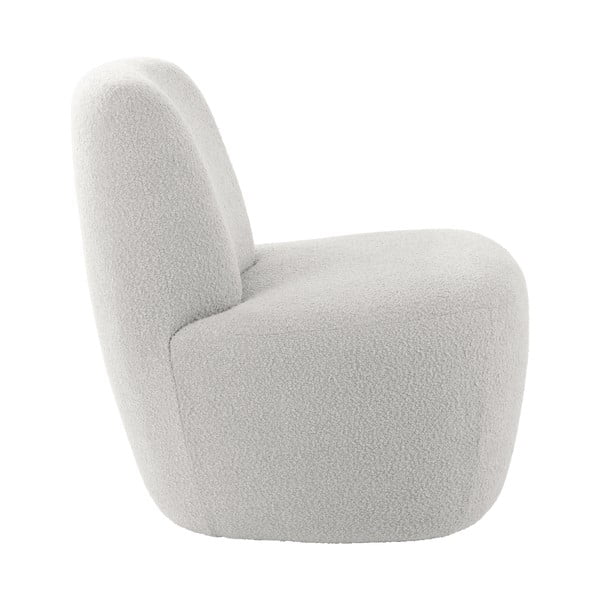 Fotoliu alb cu tapițerie din țesătură bouclé Ada – Leitmotiv-image-3