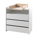 Comodă de copii albă joasă din lemn masiv de pin cu masă de înfășat  90x106 cm KIDDY – Vipack