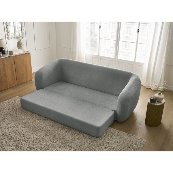 Canapea gri închis extensibilă cu tapițerie din chenille 228 cm Neyo – Bobochic Paris-image-1