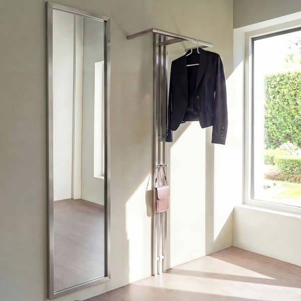 Cuier de perete argintiu din oțel 65 cm Senza – Spinder Design-image-1