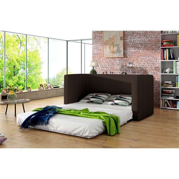 Canapea maro extensibilă cu tapițerie din chenille 132 cm Neva – ELTAP-image-2