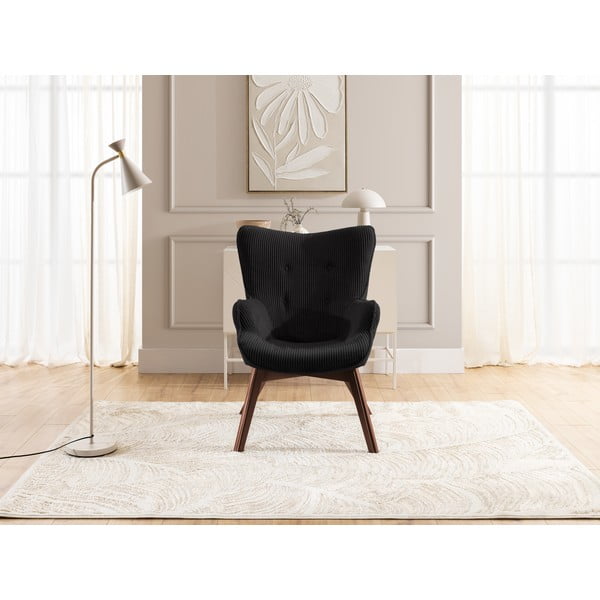 Fotoliu negru cu tapițerie din catifea reiată Niko – Ropez-image-1