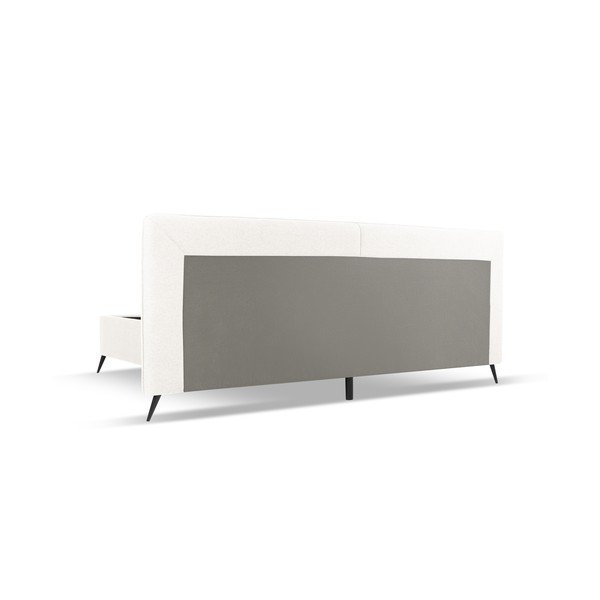 Pat matrimonial crem tapițat cu spațiu de depozitare și somieră  160x200 cm Walter – Milo Casa-image-3