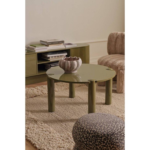 Măsuță de cafea kaki rotundă din MDF ø 80 cm Pussel – Ellos Home-image-1