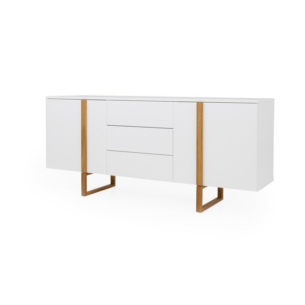 Comodă cu picioare de stejar Tenzo Birka, 176,5 x 78 cm, alb-image-2