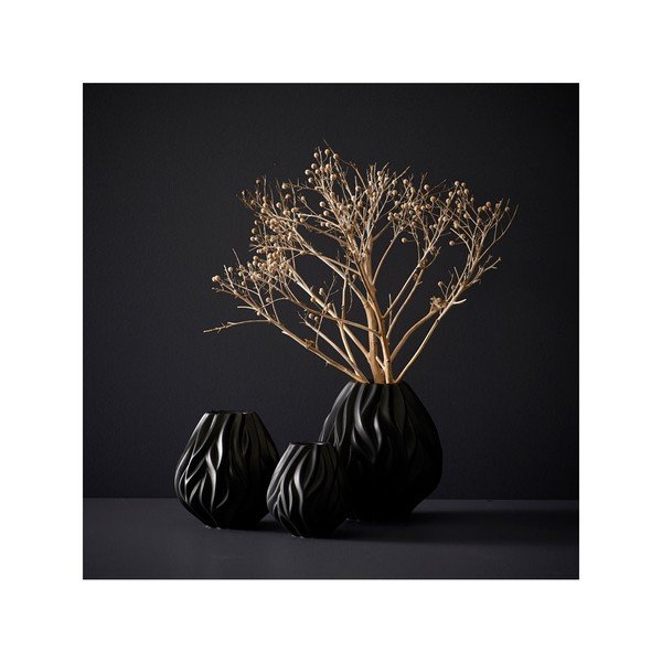 Vază din porțelan Morsø Flame, înălțime 15 cm, negru-image-1