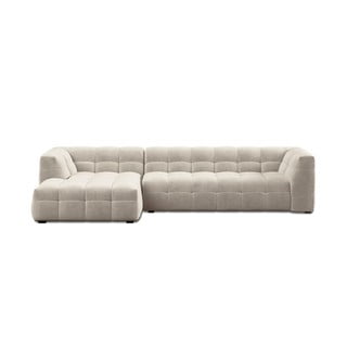 Colțar cu tapițerie din catifea și șezlong pe partea stângă Windsor & Co Sofas Vesta, bej