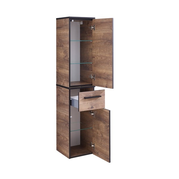 Dulap de baie suspendat cu aspect de lemn de stejar 30x72 cm Set 374 - Pelipal-image-4