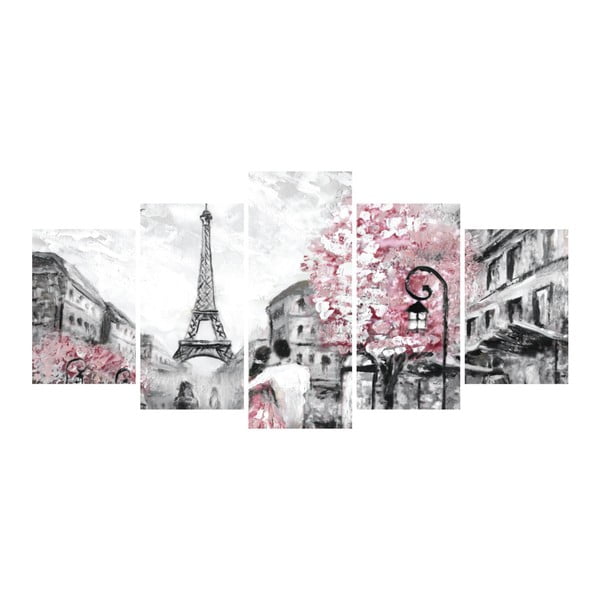 Tablou din 5 piese La Maison Des Couleurs Pink Paris
