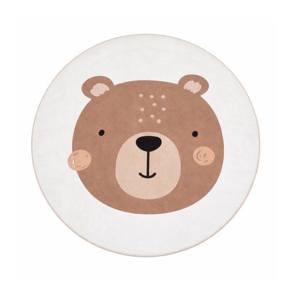 Covor pentru copii maro/crem lavabil ø100 cm Teddy Bear – Mila Home