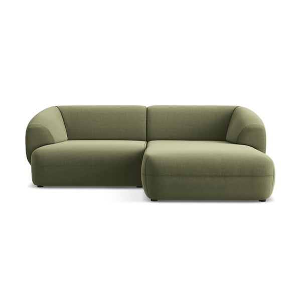 Colțar verde cu tapițerie din catifea (cu colț pe partea dreaptă) Moana – Makamii