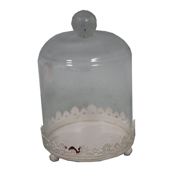 Tavă cu capac din sticlă Antic Line Bell, 13 x 18 cm, alb 