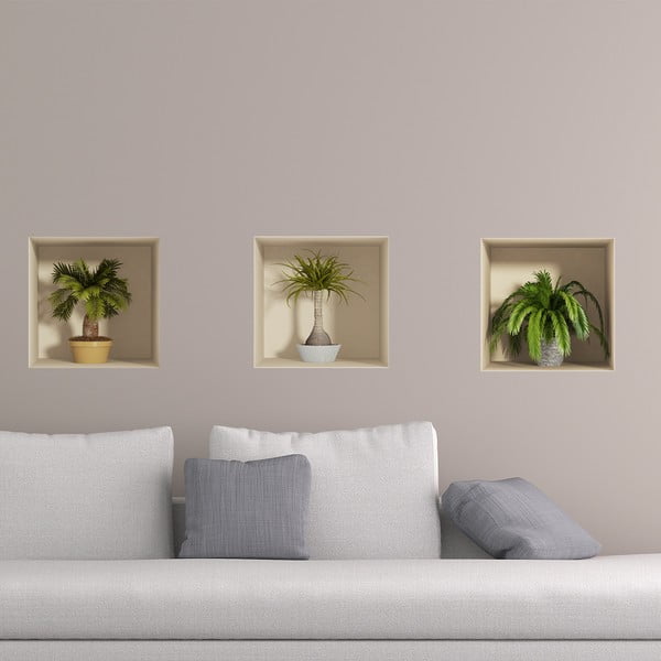 Set 3 autocolante cu efect 3D Ambiance Palms-image-1