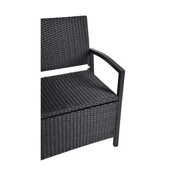 Bancă de grădină neagră din ratan artificial Ferrara – Garden Pleasure-image-2